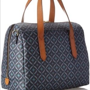 Fossil Syndey Satchel in Blue with Crossbody Strap